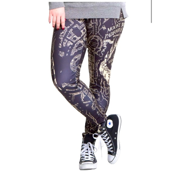 New Harry Potter Marauder's Map Leggings Plus Size - Picture 1 of 6